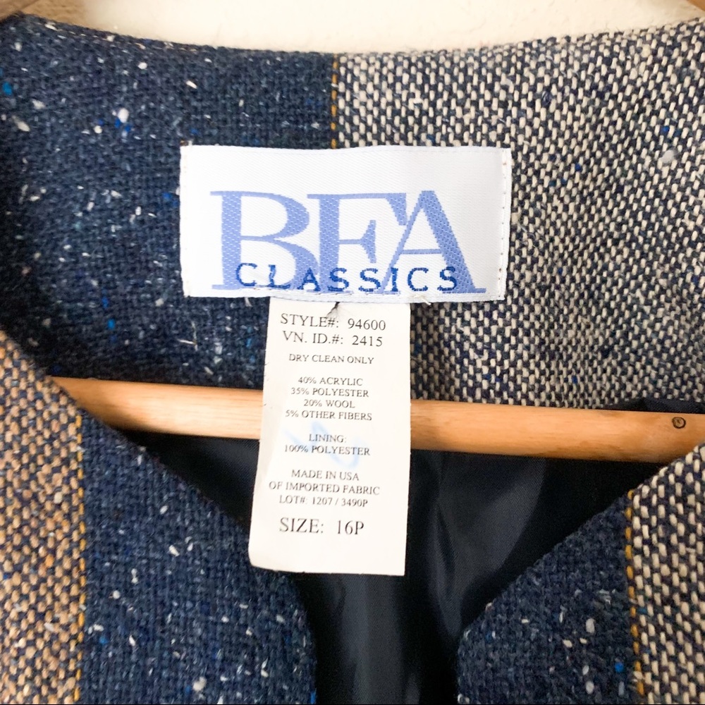 Vintage Wool Blend Patchwork Blazer Shacket Coat - Picture 7 of 12